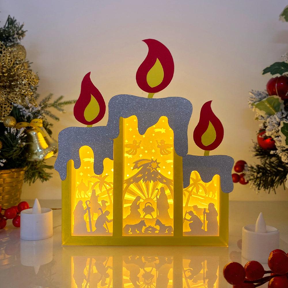 Nativity - Paper Cut Candle Light Box File - Cricut File - 8,6x7 inches - LightBoxGoodMan - LightboxGoodman