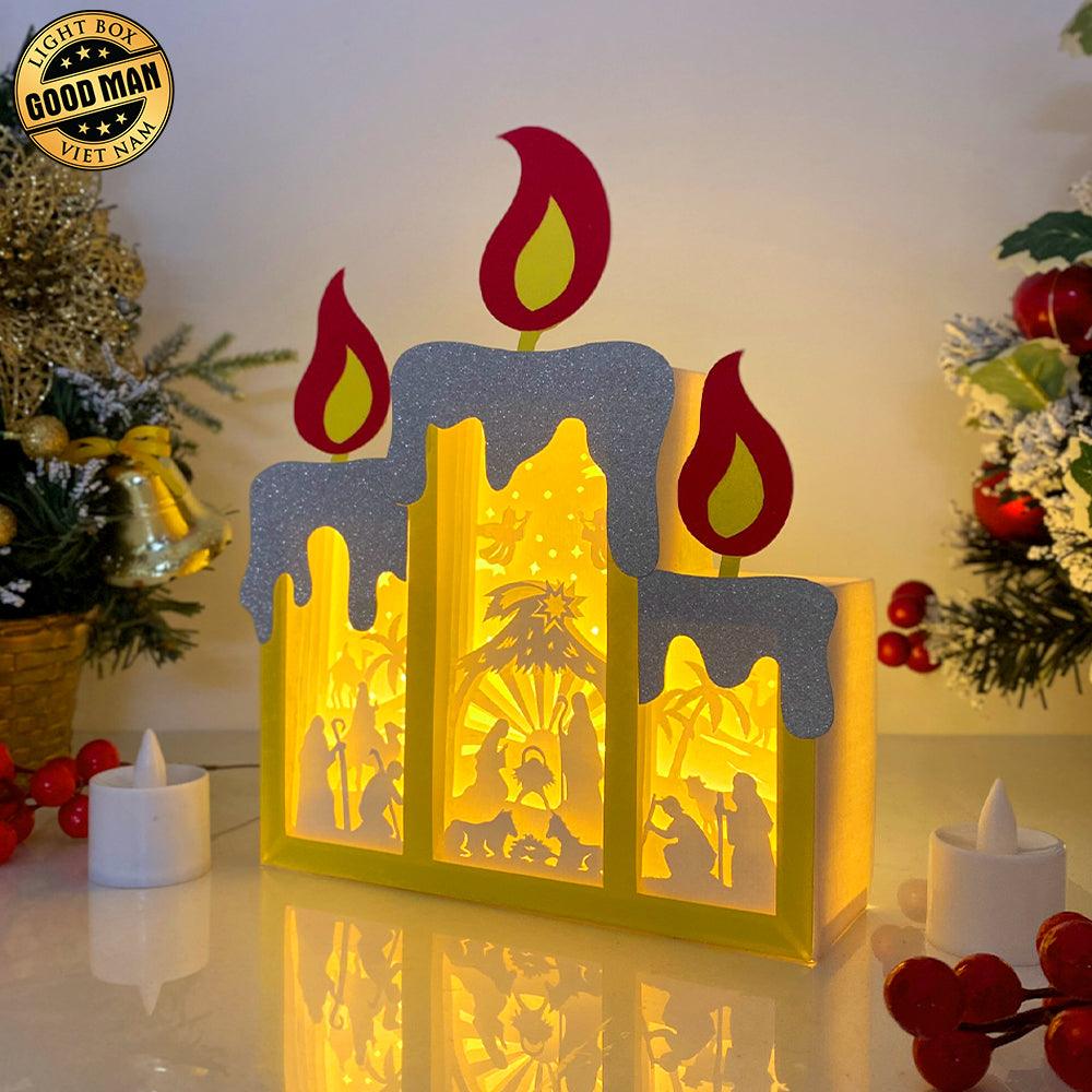 Nativity - Paper Cut Candle Light Box File - Cricut File - 8,6x7 inches - LightBoxGoodMan - LightboxGoodman