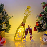 New Year Party - Paper Cut Champagne Light Box File - Cricut File - 10,3x5,7 Inches - LightBoxGoodMan