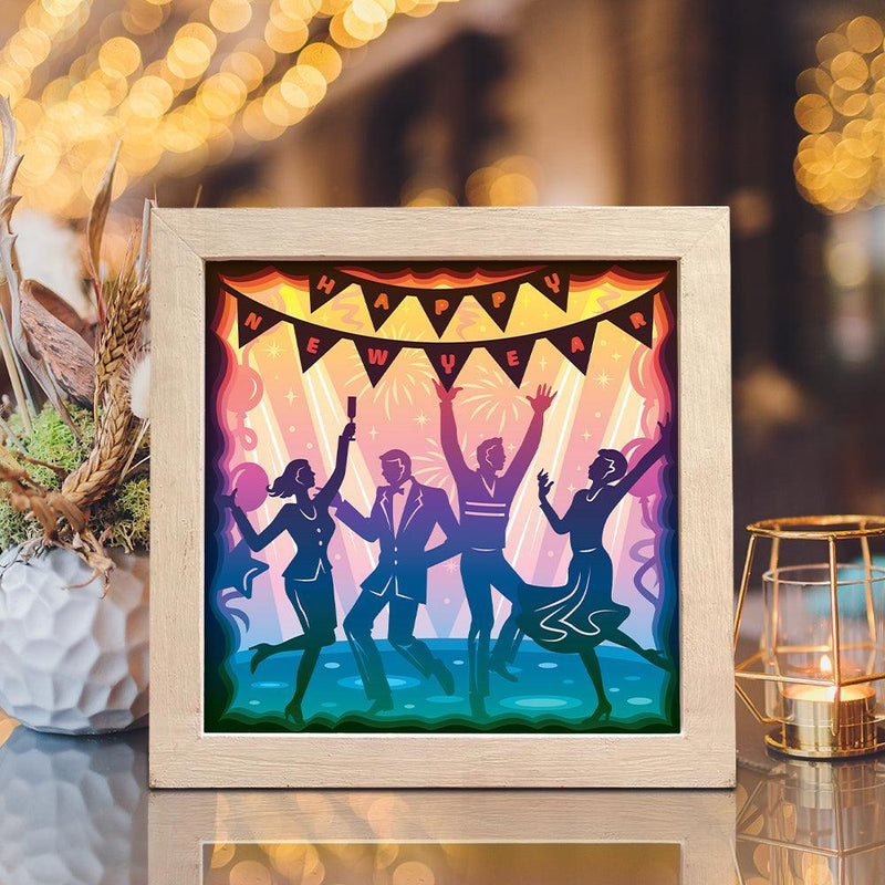 New Year's Eve Party – Paper Cut Light Box File - Cricut File - 8x8 inches - LightBoxGoodMan - LightboxGoodman