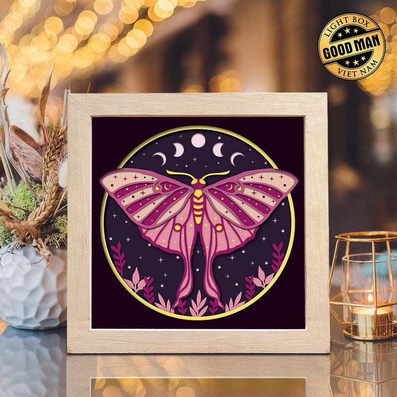Night Butterfly – Paper Cut Light Box File - Cricut File - 20x20cm - LightBoxGoodMan - LightboxGoodman