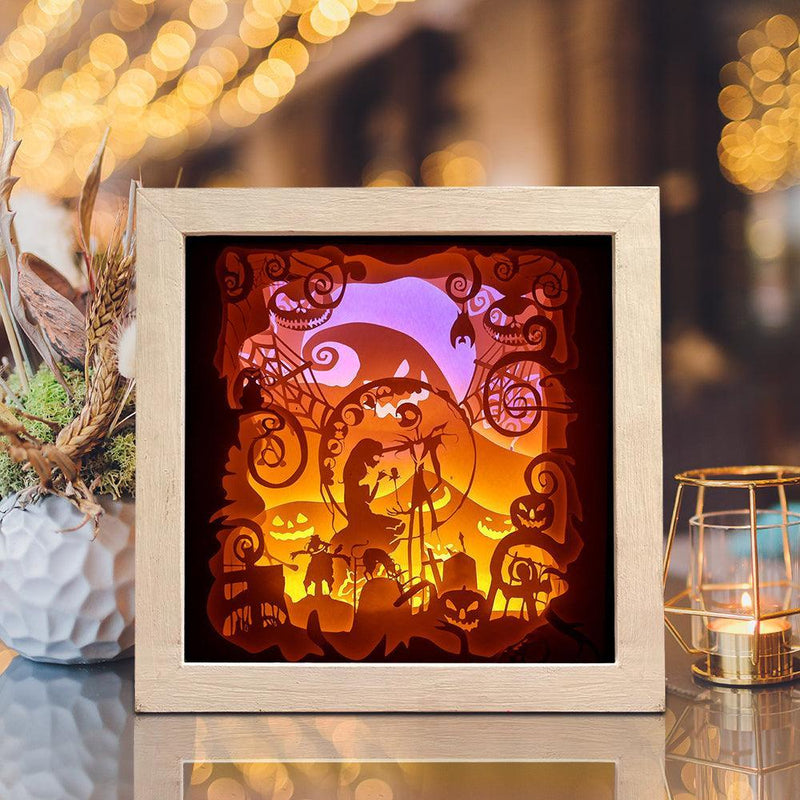 Nightmare Before Christmas 1 Square – Paper Cut Light Box File - Cricut File - 20x20cm - LightBoxGoodMan - LightboxGoodman