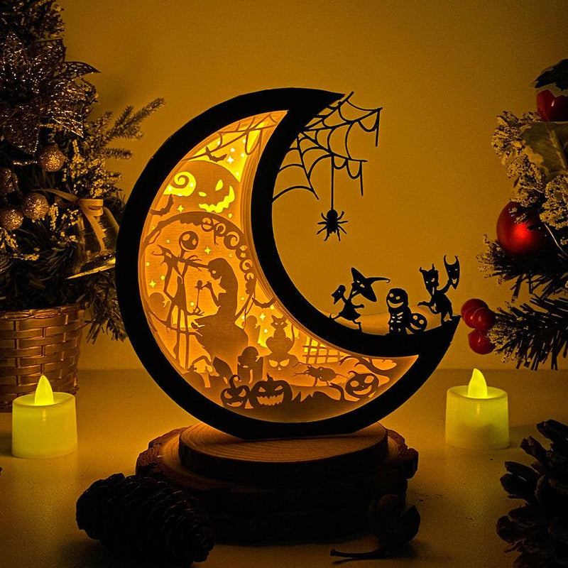 Nightmare Before Christmas - Paper Cut Moon Light Box File - Cricut File - 16x16cm - LightBoxGoodMan - LightboxGoodman