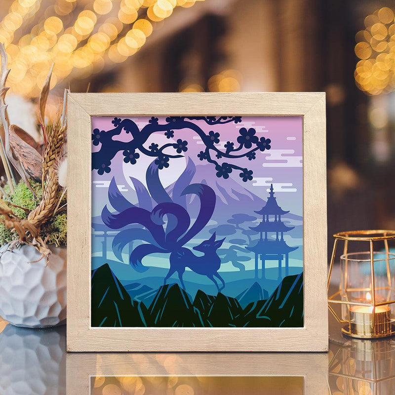 Nine Tails Fox – Paper Cut Light Box File - Cricut File - 8x8 inches - LightBoxGoodMan - LightboxGoodman