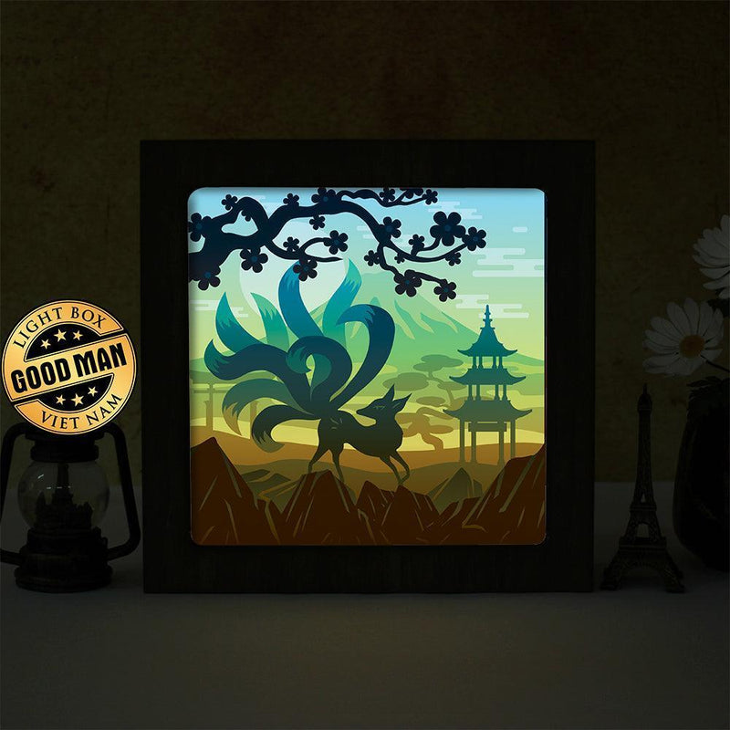 Nine Tails Fox – Paper Cut Light Box File - Cricut File - 8x8 inches - LightBoxGoodMan - LightboxGoodman