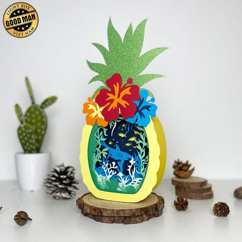 Ocean Floor - Paper Cut Pineapple Light Box File - Cricut File - 14,3x28,7cm - LightBoxGoodMan - LightboxGoodman