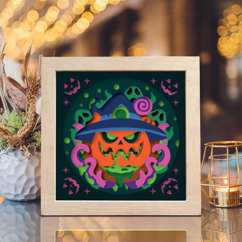 Octopus Pumpkin – Paper Cut Light Box File - Cricut File - 20x20cm - LightBoxGoodMan - LightboxGoodman