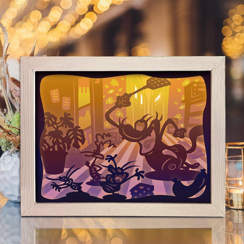 Oggy And The Cockroaches – Paper Cut Light Box file - Cricut file - 20x26cm - LightBoxGoodMan - LightboxGoodman