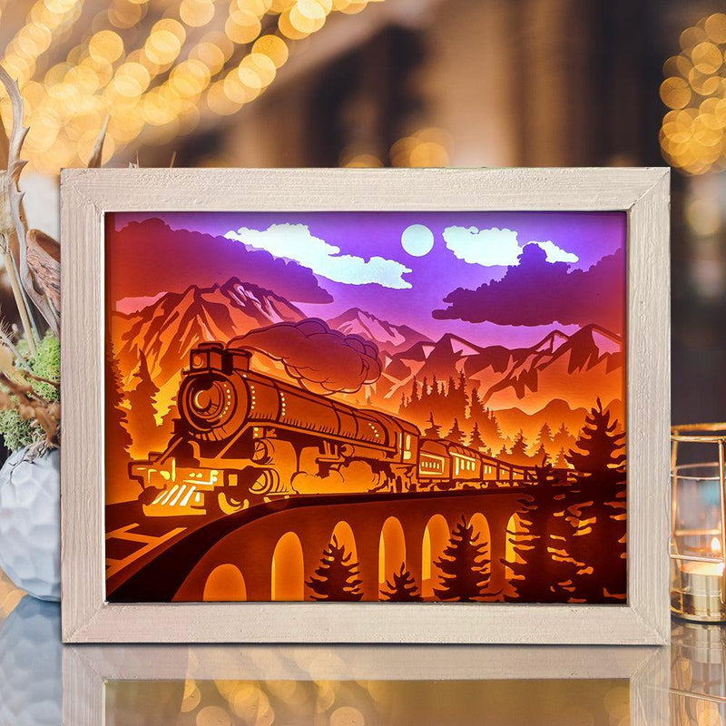 Old Train 1 - Paper Cut Light Box File - Cricut File - 8x10 Inches - LightBoxGoodMan - LightboxGoodman