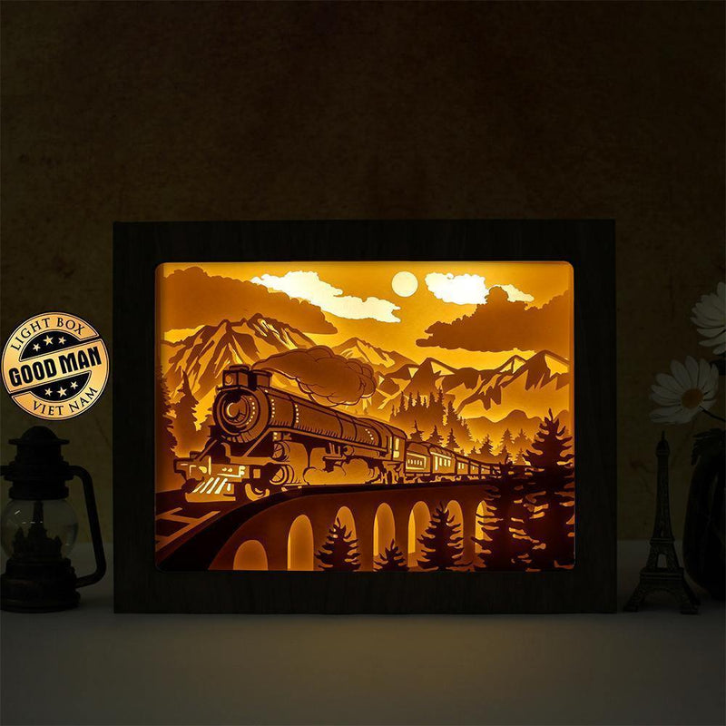 Old Train 1 - Paper Cut Light Box File - Cricut File - 8x10 Inches - LightBoxGoodMan - LightboxGoodman