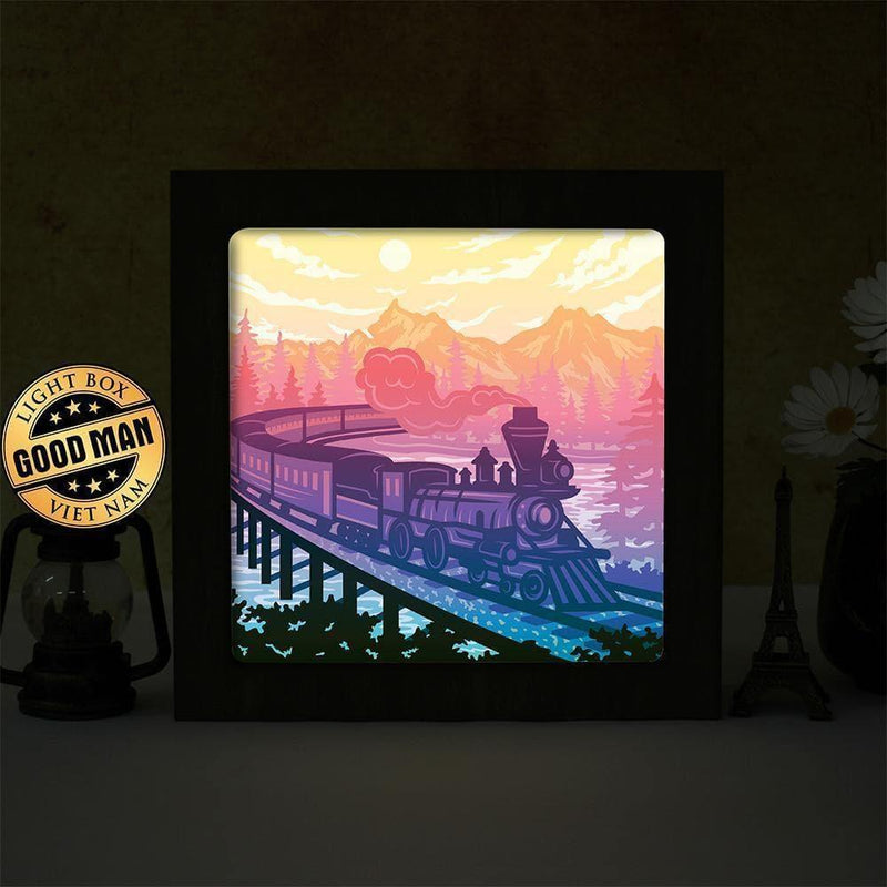 Old Train 2 - Paper Cut Light Box File - Cricut File - 8x8 inches - LightBoxGoodMan - LightboxGoodman