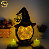Old Witch - Paper Cut Witch Hat Light Box File - Cricut File - 18x23 cm - LightBoxGoodMan - LightboxGoodman