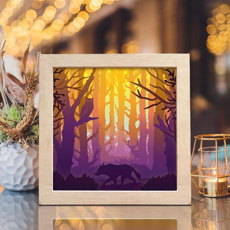 Owl & Wolf – Paper Cut Light Box File - Cricut File - 8x8 inches - LightBoxGoodMan - LightboxGoodman
