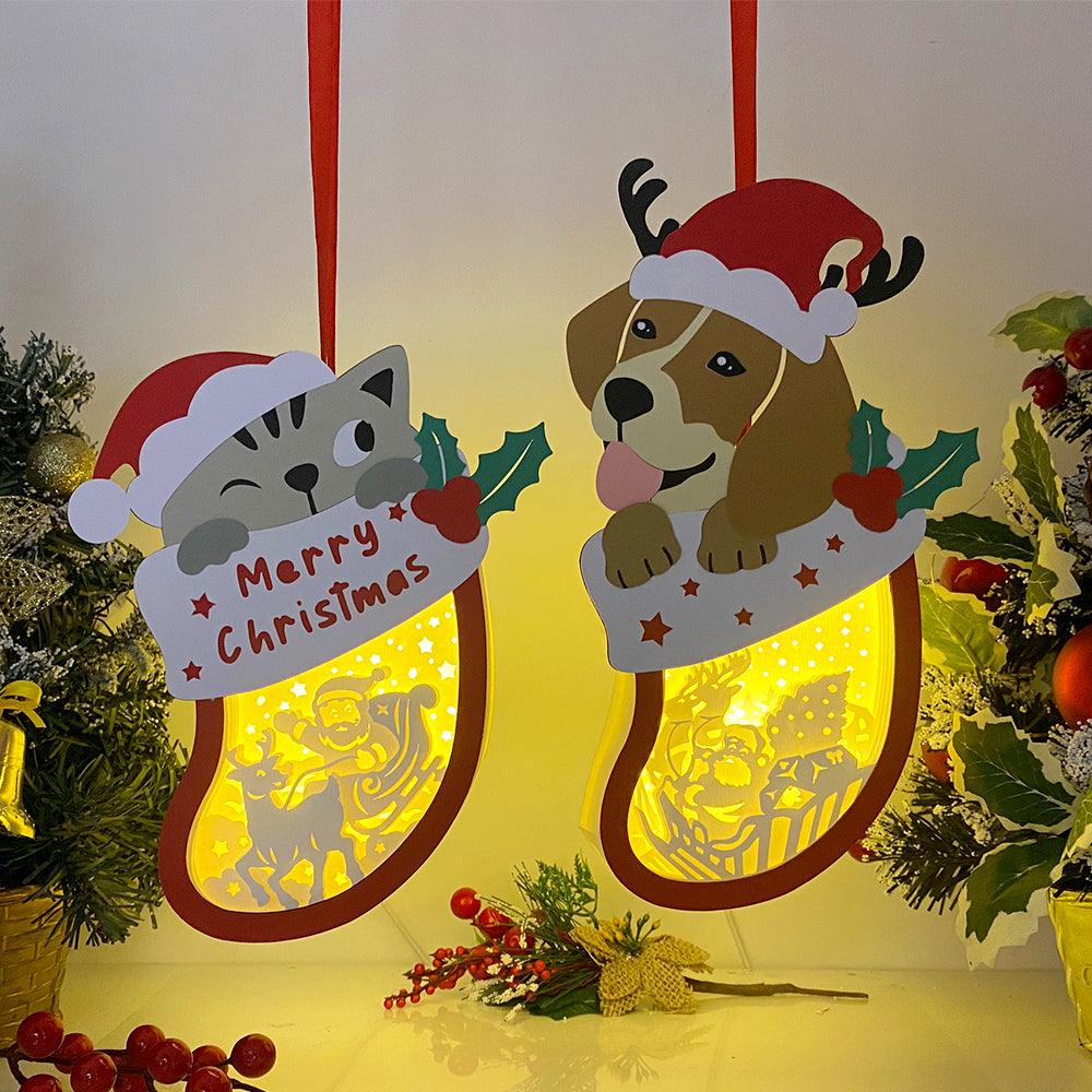 Pack 2 Christmas Santa - Paper Cut Pet Light Box File - Cricut File - LightBoxGoodMan - LightboxGoodman