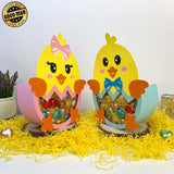 Pack 2 Easter Chick - Easter Candy Box Paper Cutting File - Cricut File - 9.9x7.3 Inches - LightBoxGoodMan - LightboxGoodman