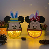 Pack 2 Easter Mickey Couple - Disney Easter Egg Papercut Lightbox File - Cricut File - LightBoxGoodMan - LightboxGoodman