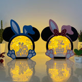 Pack 2 Easter Mickey Couple - Easter Disney Mouse Papercut Lightbox File - Cricut File - 7.3x7.3 Inches - LightBoxGoodMan
