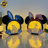 Pack 2 Easter Mickey Couple - Easter Disney Mouse Papercut Lightbox File - Cricut File - 7.3x7.3 Inches - LightBoxGoodMan - LightboxGoodman