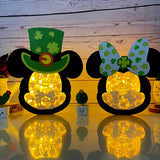 Pack 2 Lucky Mickey Couple - Lucky Disney Mouse Papercut Lightbox File - St Patrick Motif - Cricut File - LightBoxGoodMan