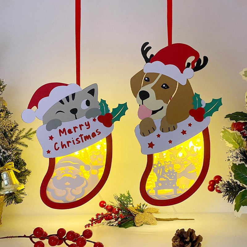 Pack 2 Merry Christmas - Paper Cut Pet Light Box File - Cricut File - LightBoxGoodMan - LightboxGoodman