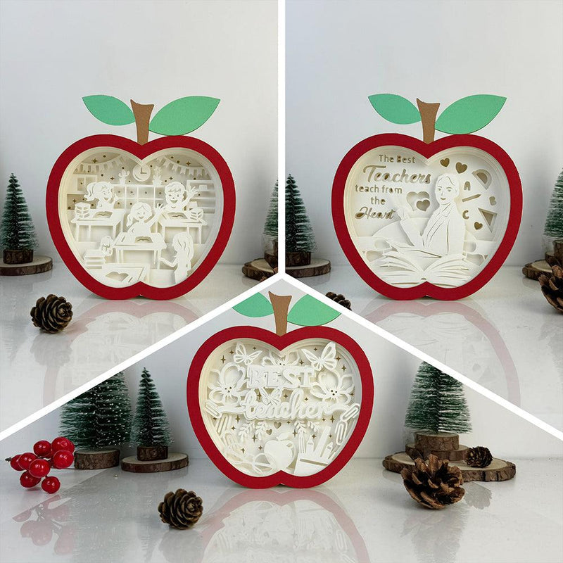 Pack 3 Back To School - Apple Papercut Lightbox File - 6.7x6.2" - Cricut File - LightBoxGoodMan - LightboxGoodman