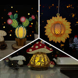 Pack 3 Botanical Garden - Natural Plant Themed 3D Lantern File - Cricut File - LightBoxGoodMan