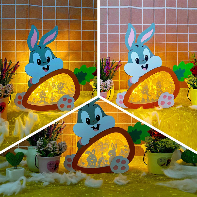 Pack 3 Bunny Easter - Paper Cut Carrot Light Box File - Cricut File - 8.9x7.8 Inches - LightBoxGoodMan - LightboxGoodman