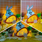 Pack 3 Bunny Easter - Paper Cut Carrot Light Box File - Cricut File - 8.9x7.8 Inches - LightBoxGoodMan