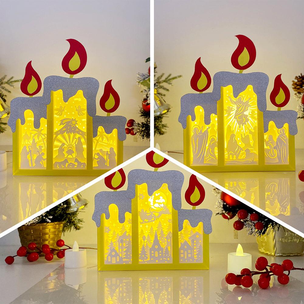 Pack 3 Christmas 1 - Paper Cut Candle Light Box File - Cricut File - 8,6x7 inches - LightBoxGoodMan - LightboxGoodman