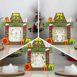 Pack 3 Christmas 1 - Paper Cut Fireplace Light Box File - Cricut File - 7,6x7cm - LightBoxGoodMan - LightboxGoodman