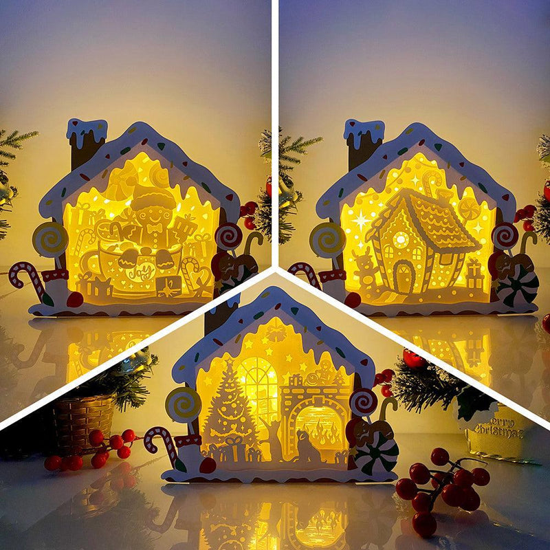 Pack 3 Christmas 1- Paper Cut Gingerbread House Light Box File - Cricut File - 7x9 Inches - LightBoxGoodMan - LightboxGoodman