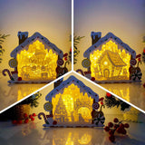 Pack 3 Christmas 1- Paper Cut Gingerbread House Light Box File - Cricut File - 7x9 Inches - LightBoxGoodMan
