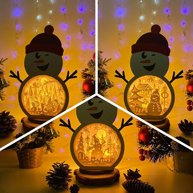Pack 3 Christmas 1 - Paper Cut Snowman Light Box File - Cricut File - 20x26,5cm - LightBoxGoodMan - LightboxGoodman