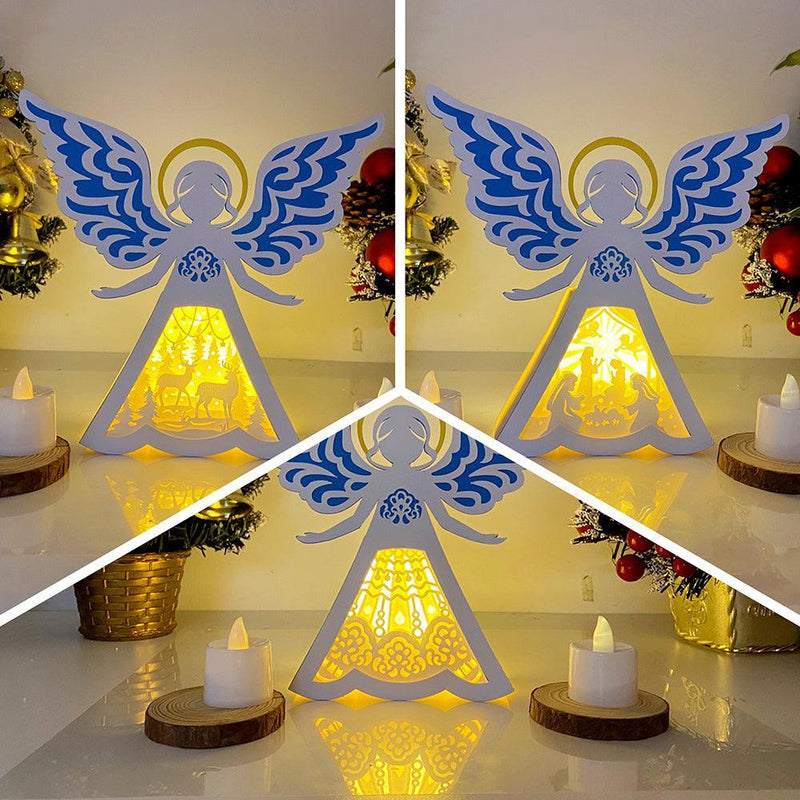 Pack 3 Christmas 2 - Paper Cut Angel Light Box File - Cricut File - 8x8 inches - LightBoxGoodMan - LightboxGoodman