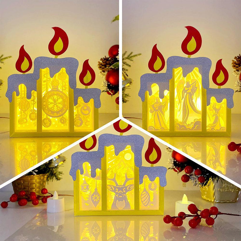 Pack 3 Christmas 2 - Paper Cut Candle Light Box File - Cricut File - 8,6x7 inches - LightBoxGoodMan - LightboxGoodman