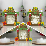 Pack 3 Christmas 2 - Paper Cut Fireplace Light Box File - Cricut File - 7,6x7cm - LightBoxGoodMan - LightboxGoodman