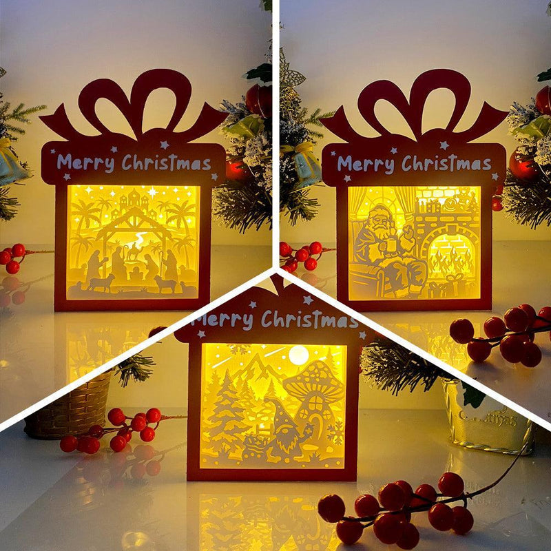 Pack 3 Christmas 2 - Paper Cut Gift Light Box File - Cricut File - 21x16cm - LightBoxGoodMan - LightboxGoodman