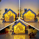 Pack 3 Christmas 2 - Paper Cut Gingerbread House Light Box File - Cricut File - 7x9 Inches - LightBoxGoodMan - LightboxGoodman