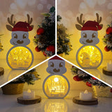 Pack 3 Christmas 2 - Paper Cut Reindeer Light Box File - Cricut File - 29x14,6cm - LightBoxGoodMan