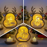 Pack 3 Christmas 3 - Paper Cut Reindeer Light Box File - Cricut File - 24,4x17cm - LightBoxGoodMan - LightboxGoodman