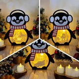 Pack 3 Christmas 4 - Paper Cut Penguin Light Box File - Cricut File - 25x20cm - LightBoxGoodMan