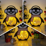 Pack 3 Christmas 5 - Paper Cut Penguin Light Box File - Cricut File - 25x20cm - LightBoxGoodMan
