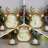 Pack 3 Christmas 5 - Paper Cut Reindeer Light Box File - Cricut File - 24,4x17cm - LightBoxGoodMan - LightboxGoodman