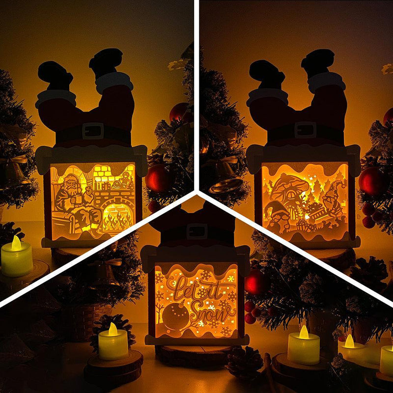 Pack 3 Christmas 5 - Paper Cut Santa Light Box File - Cricut File - 28,4x14,7cm - LightBoxGoodMan - LightboxGoodman