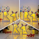 Pack 3 Christmas 6 - Paper Cut Deer Couple Light Box File - Cricut File - 10,4x7 inches - LightBoxGoodMan