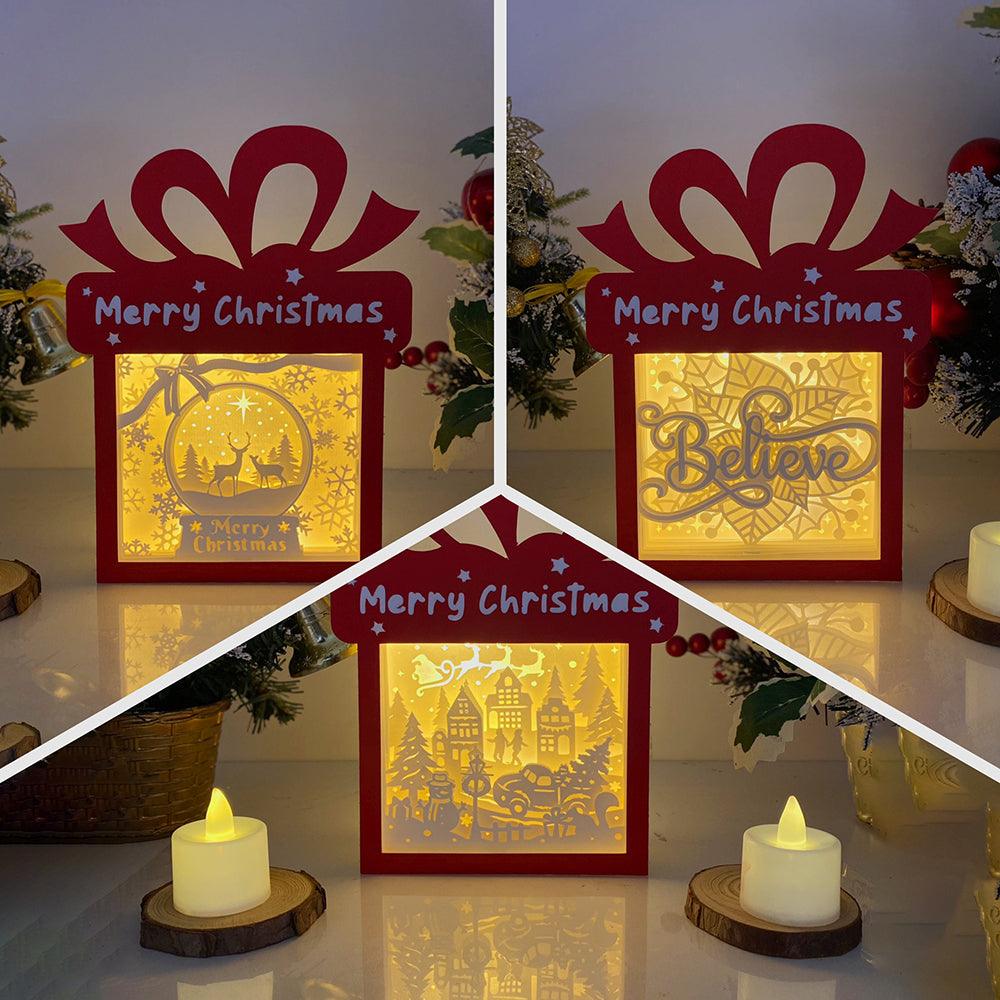 Pack 3 Christmas 6 - Paper Cut Gift Light Box File - Cricut File - 21x16cm - LightBoxGoodMan - LightboxGoodman