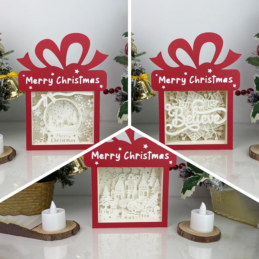 Pack 3 Christmas 6 - Paper Cut Gift Light Box File - Cricut File - 21x16cm - LightBoxGoodMan - LightboxGoodman