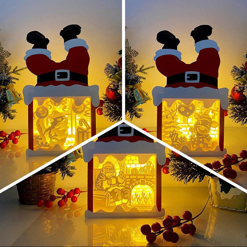 Pack 3 Christmas 6 - Paper Cut Santa Light Box File - Cricut File - 28,4x14,7cm - LightBoxGoodMan - LightboxGoodman
