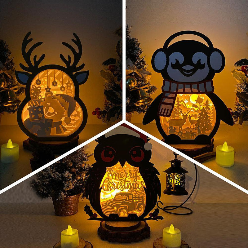 Pack 3 Christmas Mix 10 - Paper Cut Mix Light Box File - Cricut File - LightBoxGoodMan - LightboxGoodman