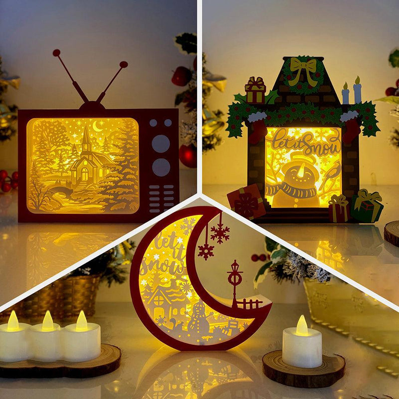 Pack 3 Christmas Mix 30 - Paper Cut Mix Light Box File - Cricut File - LightBoxGoodMan - LightboxGoodman